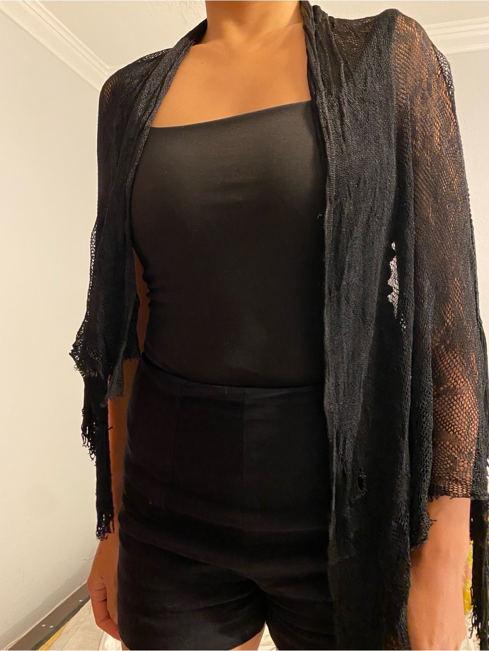 Fall Versatile Sheer Fringe Knit Shawl